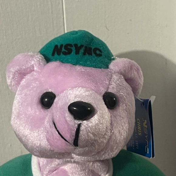 2000 Zeeks Nsync "Chris" Pop Star Boy Band Collectible Plush Pink Bear NWT - Picture 3 of 11